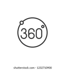 360 Degrees View outline icon. linear style sign for mobile concept and web design. 360 angle panoramic view simple line vector icon. Symbol, logo illustration. Pixel perfect vector graphics
