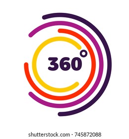 360 degrees view Related Vector graphic element that can be used as a logo or icon for your Design. Modern style with colorful circle lines