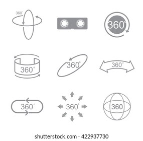 360 degrees view sign icon on the white background