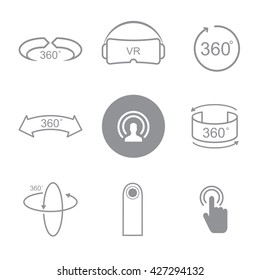 360 degrees view sign icon on the white background