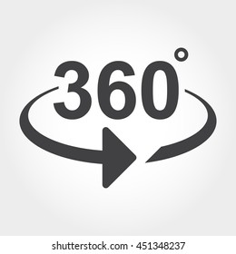 360 degrees view sign icon