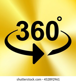 360 degrees view sign icon