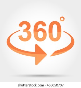 360 degrees view sign icon
