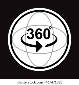 360 degrees view sign icon