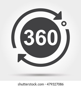 360 degrees view sign icon