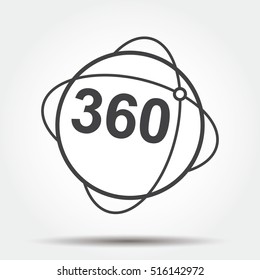 360 degrees view sign icon