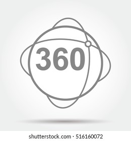360 degrees view sign icon