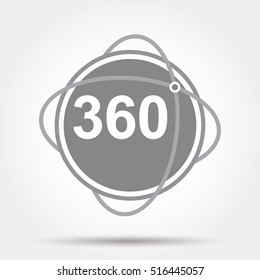 360 degrees view sign icon