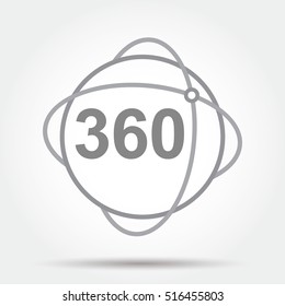 360 degrees view sign icon