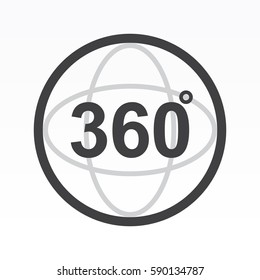 360 degrees view sign icon