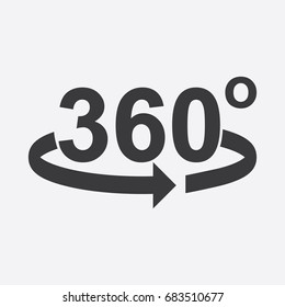 360 Degrees View Sign Icon