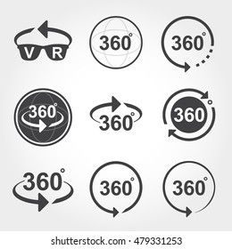 360 degrees view sign icons

