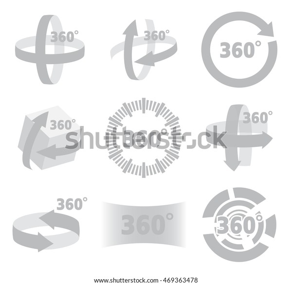 360 Degrees View Sign Isolated On: vector de stock (libre de regalías ...
