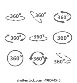 360 Degrees View Vector Icon.