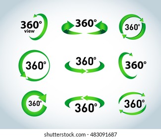 360 Degrees View Vector Icons. Isolated vector illustrations.