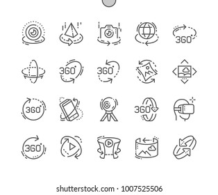 360 degrees Well-crafted Pixel Perfect Vector Thin Line Icons 30 2x Grid for Web Graphics and Apps. Simple Minimal Pictogram