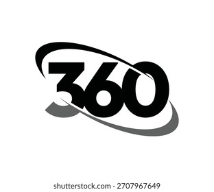 Logotipo 360 Global Motion - Design de círculo preto cinza Swoosh para empresas