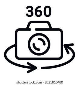 360 grade camera icon. Outline 360 grade camera vector icon for web design isolated on white background