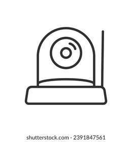 360 home security camera, linear icon. Line with editable stroke