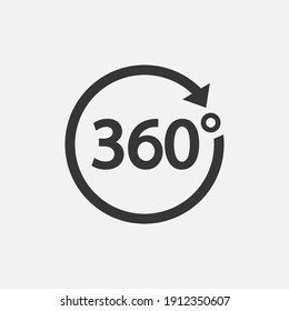 360 Icon. 360 Degree View Symbol. Vector Illustration. Eps 10.