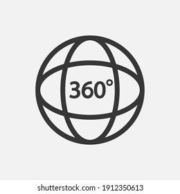 360 Icon. 360 degree view symbol. Vector illustration. Eps 10.