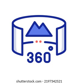360 image icon illustration editable stroke