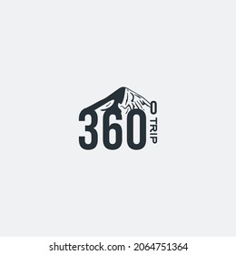 360 logo vector design for adventure, explore and traveling. unique logo mountain vector design template isolated on white background