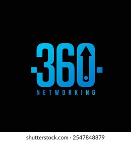 360 networking logo design with arrow tech 