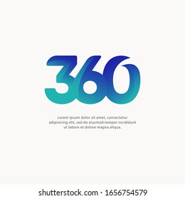 360 Number Text Vector Template Design Illustration
