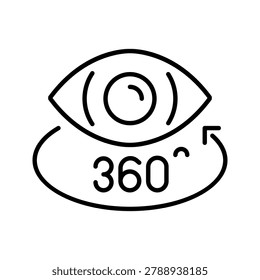 360 panorama icon. Technology and virtual reality line symbol. Black and white.