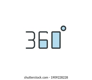 360 premium line icon. Simple high quality pictogram. Modern outline style icons. Stroke vector illustration on a white background. 