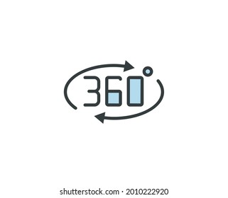 360 premium line icon. Simple high quality pictogram. Modern outline style icons. Stroke vector illustration on a white background. 