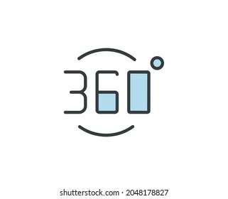 360 premium line icon. Simple high quality pictogram. Modern outline style icons. Stroke vector illustration on a white background. 