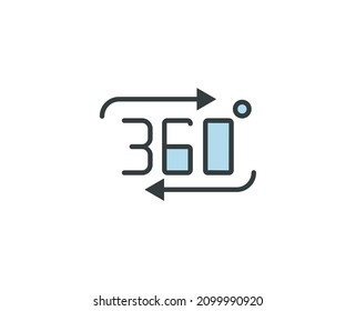 360 premium line icon. Simple high quality pictogram. Modern outline style icons. Stroke vector illustration on a white background. 