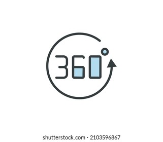 360 premium line icon. Simple high quality pictogram. Modern outline style icons. Stroke vector illustration on a white background. 