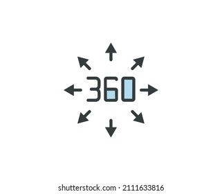 360 premium line icon. Simple high quality pictogram. Modern outline style icons. Stroke vector illustration on a white background. 