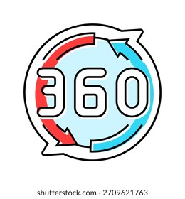360 Rotation Farbe Symbol Vektor. 360 Drehzeichen. einzelne Symbolgrafik