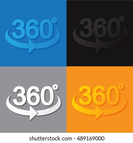 360 sign in 3d flat style with shade. Geometry math symbol.