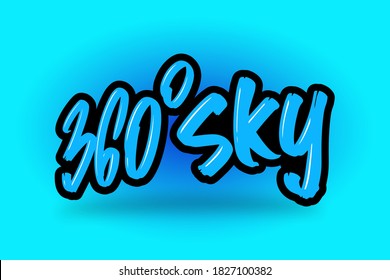 360 Letrado a mano por el cielo con letras modernas de pincel. Logo para negocios, imprenta y publicidad.