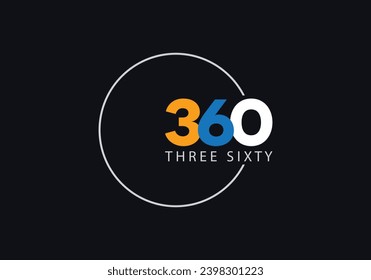 360 text circle shape. 360 Template Design. 360 Illustration Blue Elegant White Background