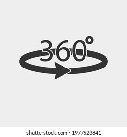 360  vector icon illustration sign solid grey