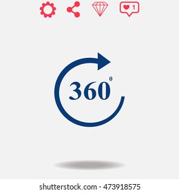 360 vector icon on grey background.
