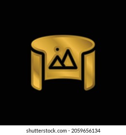 360 View gold plated metalic icon or logo vector