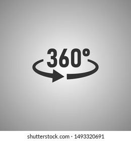 360 view icon isolated on gray background, flat design style. Vector illustration.