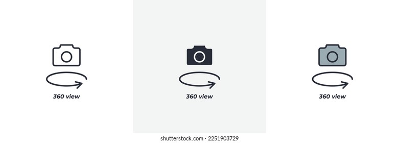 360 view icon. Line, solid and filled outline colorful version, outline and filled vector sign. Idea Symbol, logo illustration. Vector graphics