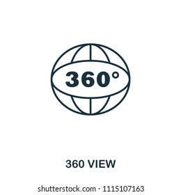 360 View icon. Mobile app, printing, web site icon. Simple element sing. Monochrome 360 View icon illustration.