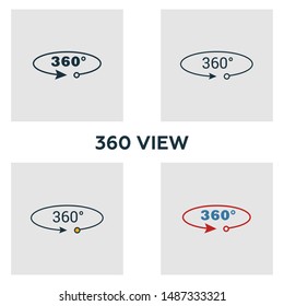 360 View icon set. Four elements in diferent styles from visual device icons collection. Creative 360 view icons filled, outline, colored and flat symbols.