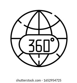 Icono de línea de vista 360, signo de concepto, ilustración de vector de contorno, símbolo lineal.