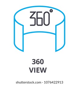 360 view thin line icon, sign, symbol, illustation, linear concept, vector 