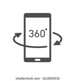 360 view vector icon isolated on white background. VR and AR technology on smartphone. Augmented reality futuristic technology concept. 360 panoramic view